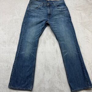 Levi's 527 Slim Bootcut Jeans Men 36x32 Dark Wash Denim Whiskered Cowboy Western